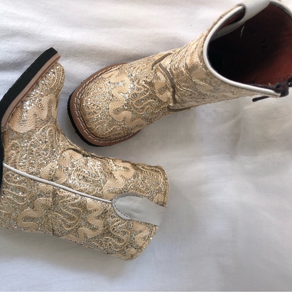 Tanner Mark Infant/Toddler Boot in Gold Glitter Size 4 - Picture 4 of 6
